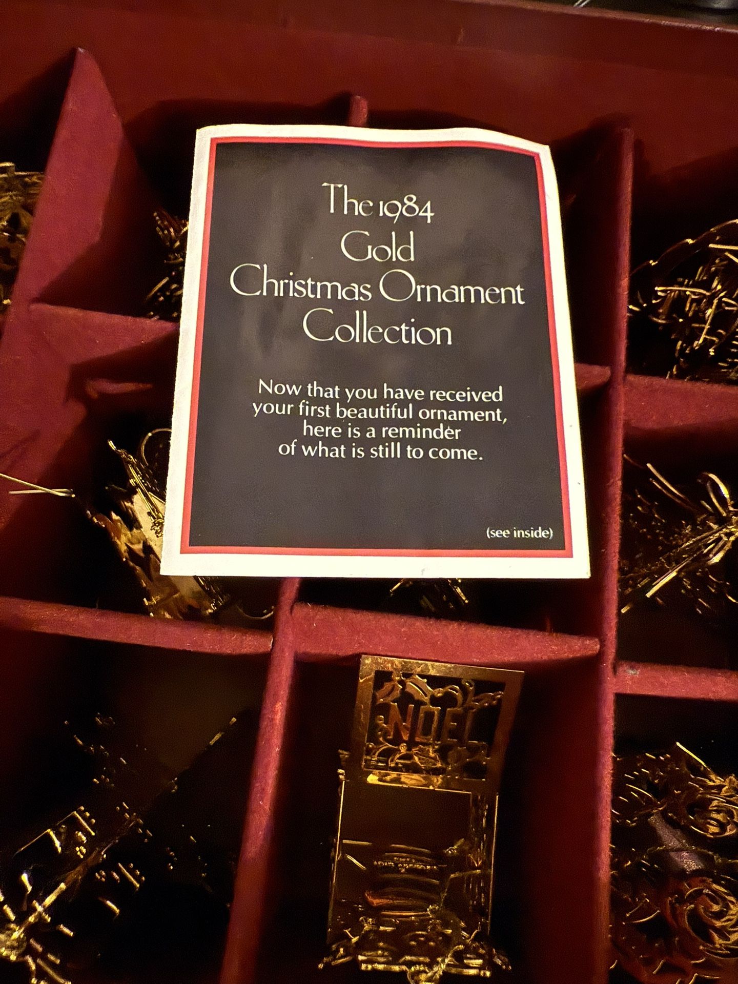 The Danbury Mint Gold Christmas Ornament Collection Set of 12, 1984 Edition