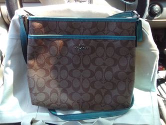 Coach Signature Crossbody Bag Brown Teal