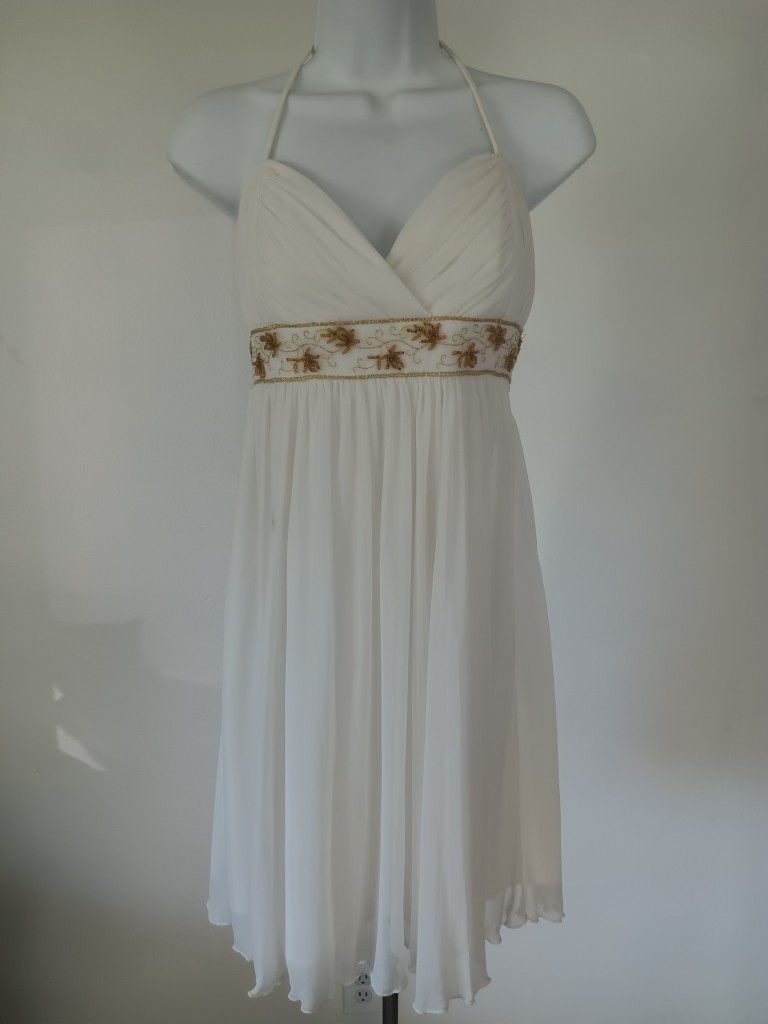 White Empire Waist Halter Dress Size S-L