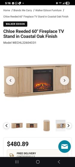 Chloe Modern Scandinavian Reeded Fireplace TV Stand
