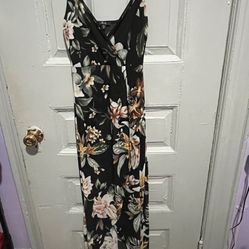 Black Floral Maxi Dress 🌺 Spaghetti Strap Summer Dress Size S IRIS Boho Vacation