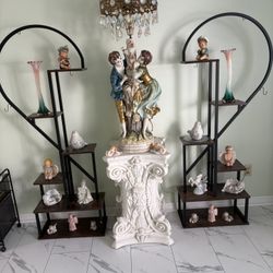 Rare Chandelier Capodimonte Lamp  W/ Marble Baseb