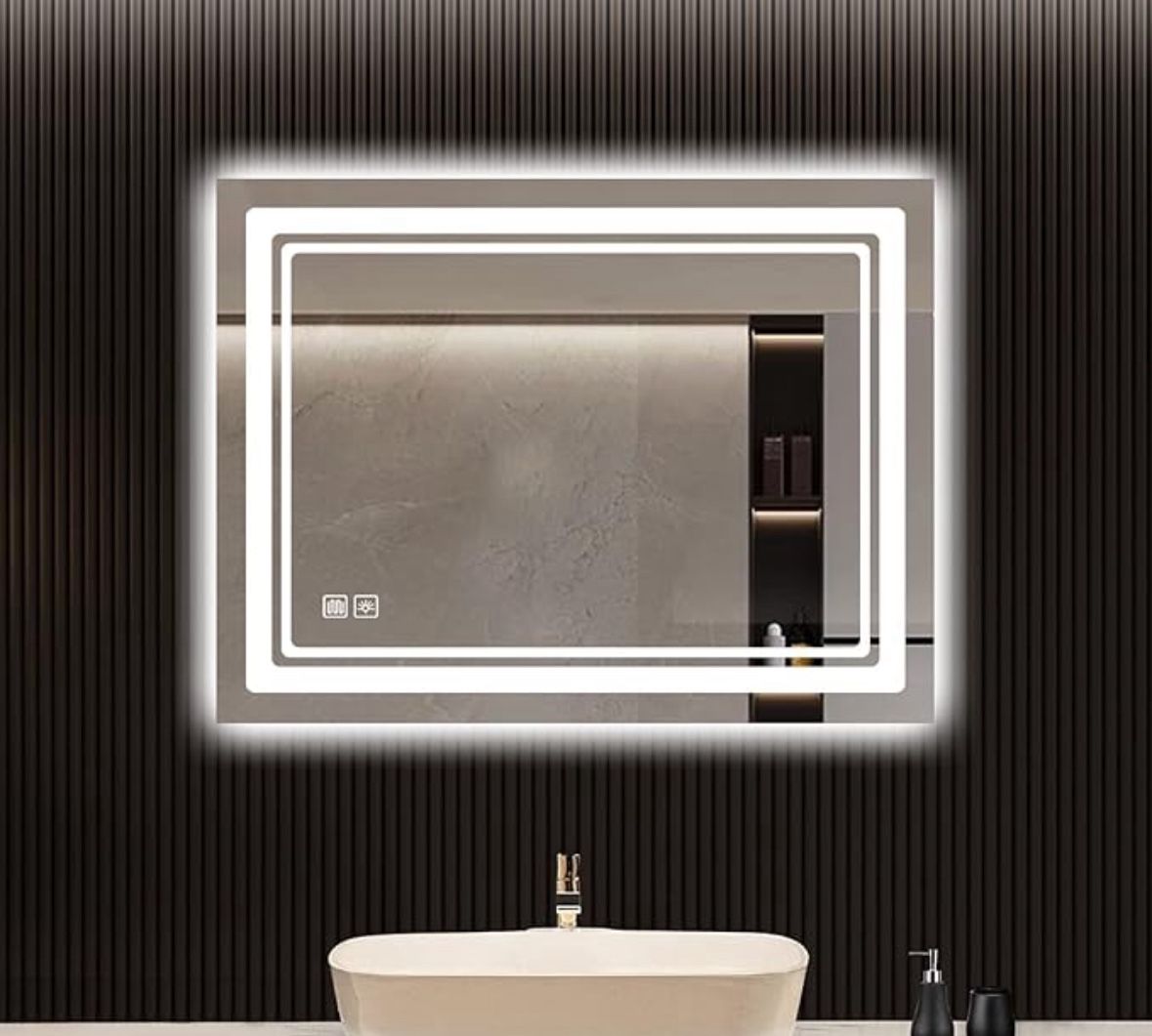 LED Bathroom Mirror - 28 x 36 Inches Vanity Mirror with Lights - Stepless Dimmable, Anti-Fog, Waterproof Wall Mounted Lighted Makeup Mirror – Long Las