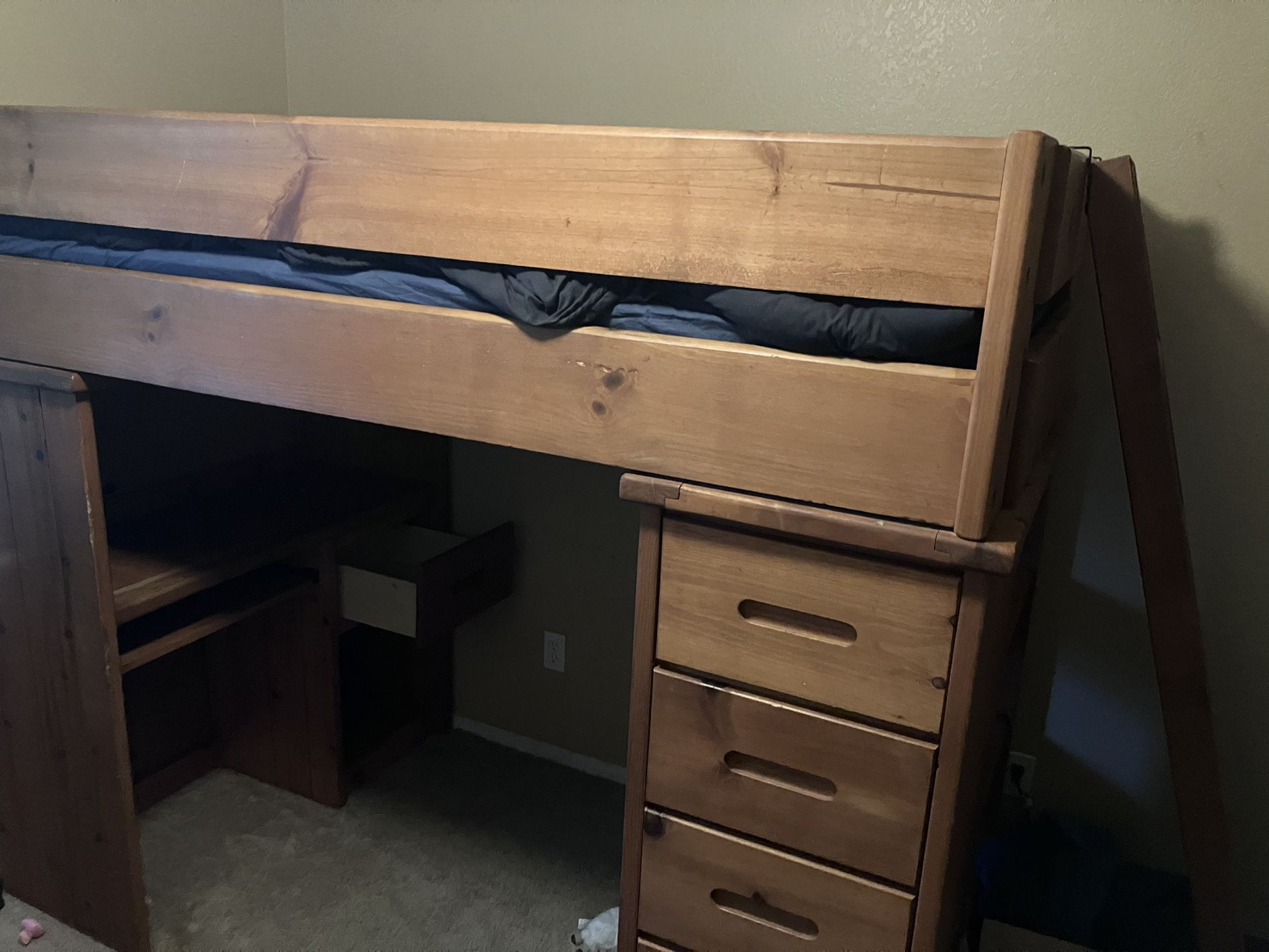 Twin Loft Bed With Bookcase And Desk