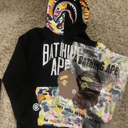 BAPE Multi Camo NYC Logo Shark Full Zip Hoodie Black SEND OFFERS 