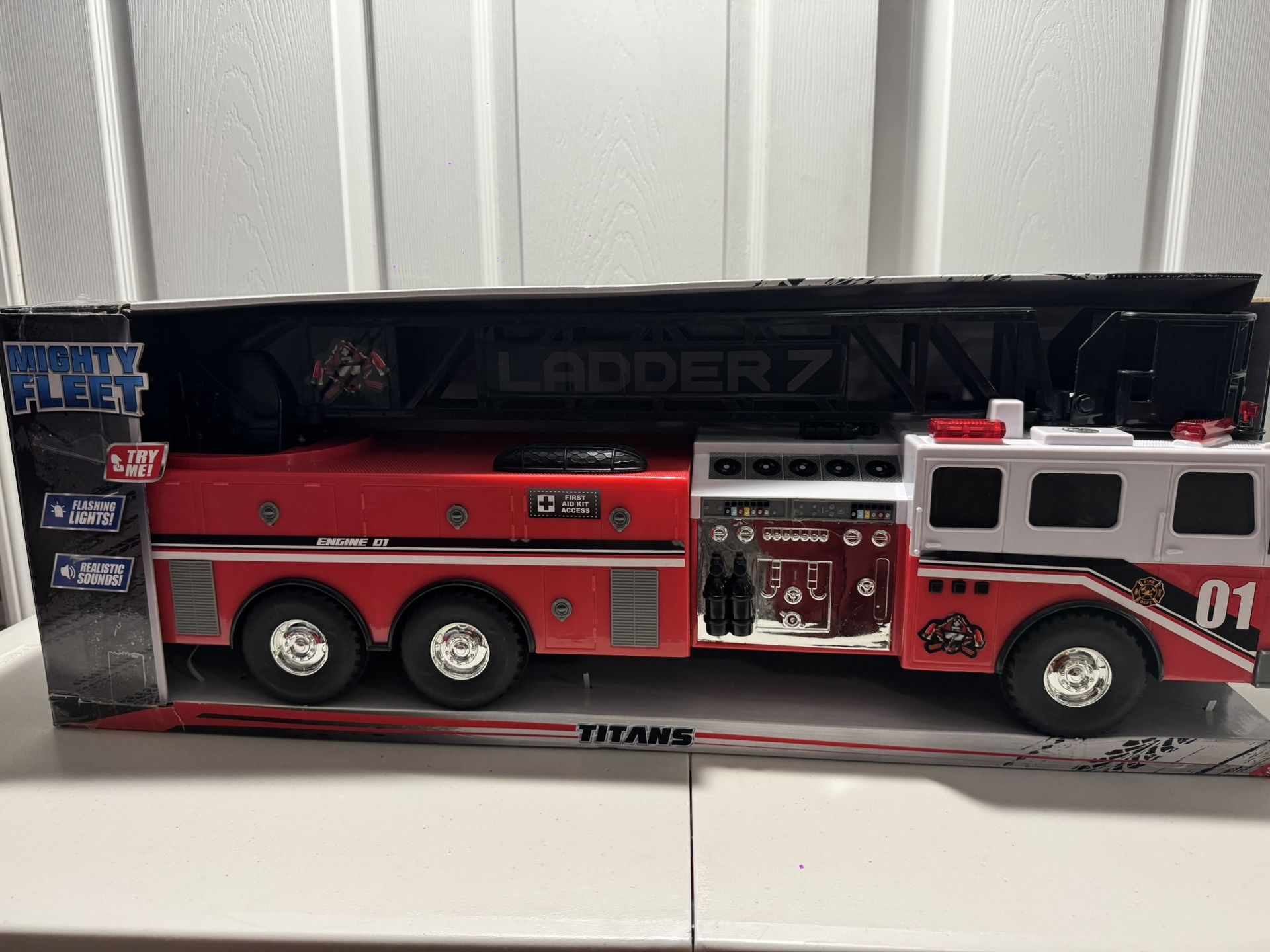 Mighty Fleet Titans Fire Rescue Set – Lights & Sounds – Large Toy Truck Playset – New