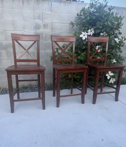 Set of 3 Wood Dining Chairs, X-Back, Cherry Finish, $90 OBO