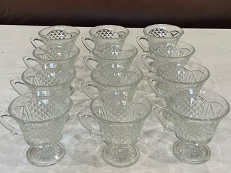 12 Vintage Colony Glass Baroque pattern clear punch cups.