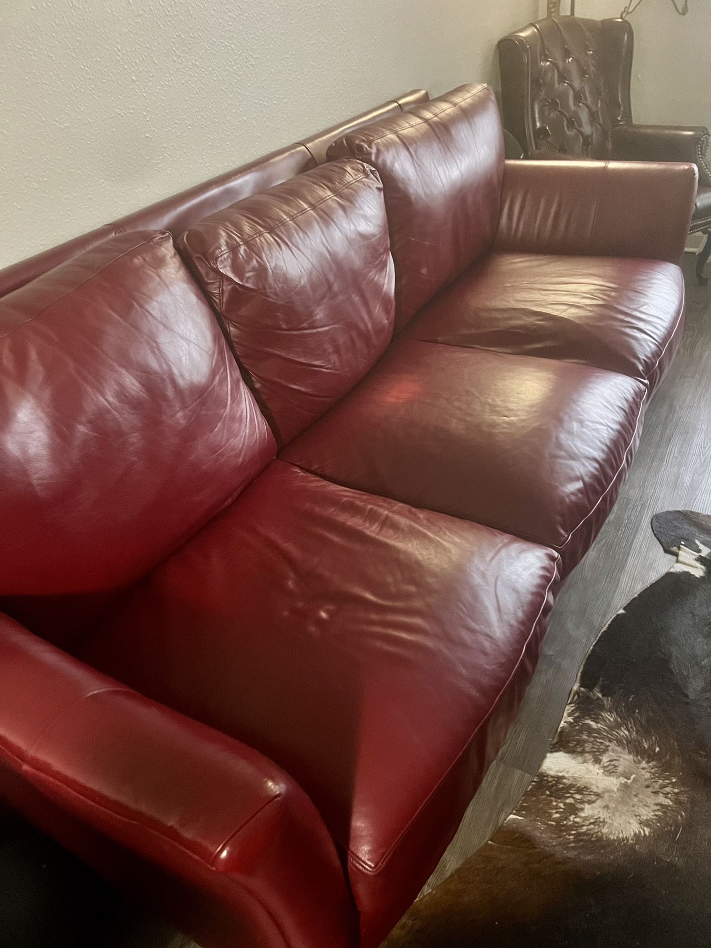Red leather Couch 
