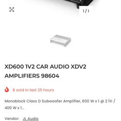 Jl Audio XD 600 1v2 Amplifier 