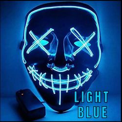 LIGHT BLUE Halloween Scarecrow LED Mask