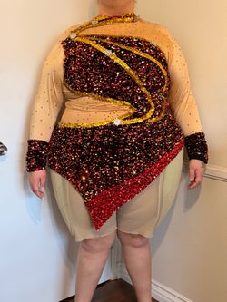 Custom Red & Gold Sequin Drag Costume | 22/24
