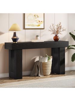 63” Farmhouse Console Table- Black