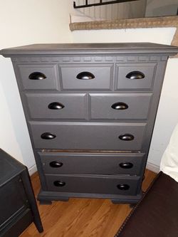 Gray Painted Tall Chest of Drawers