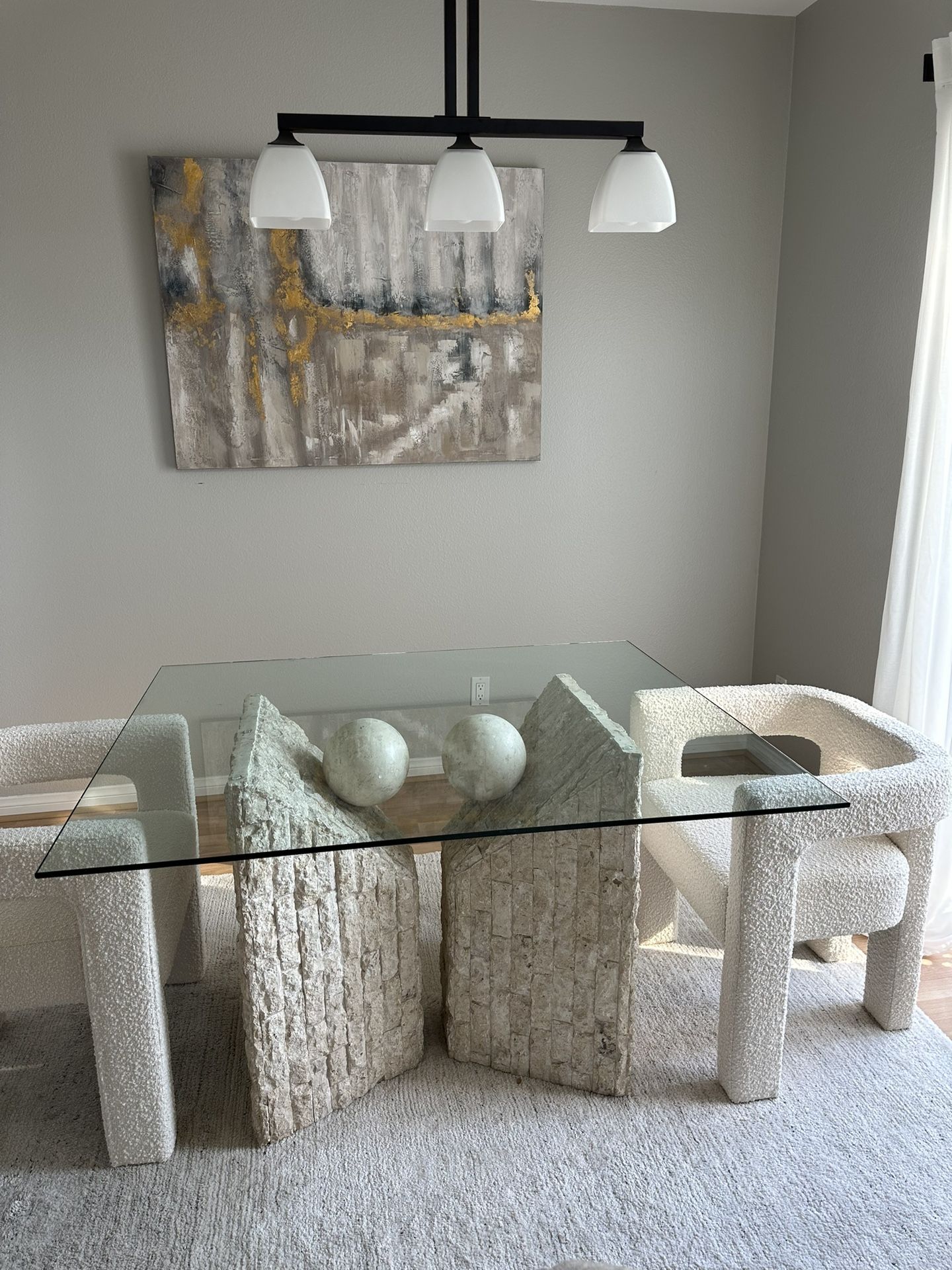 Mactan Stone Dining Table with Glass Top - A Rare Postmodern Gem from the 80s/90s