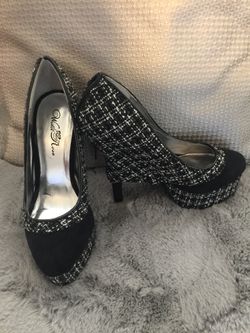 Black & White Suede Heels