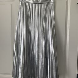 Silver Foil Pleated Skirt