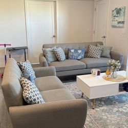 Modern 2-Piece Living Room Set (Sofa + Loveseat) - Great Condition