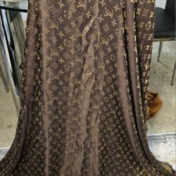 Louis Vuitton Monogram Fringe Brown Shaw-Silk/ Wool