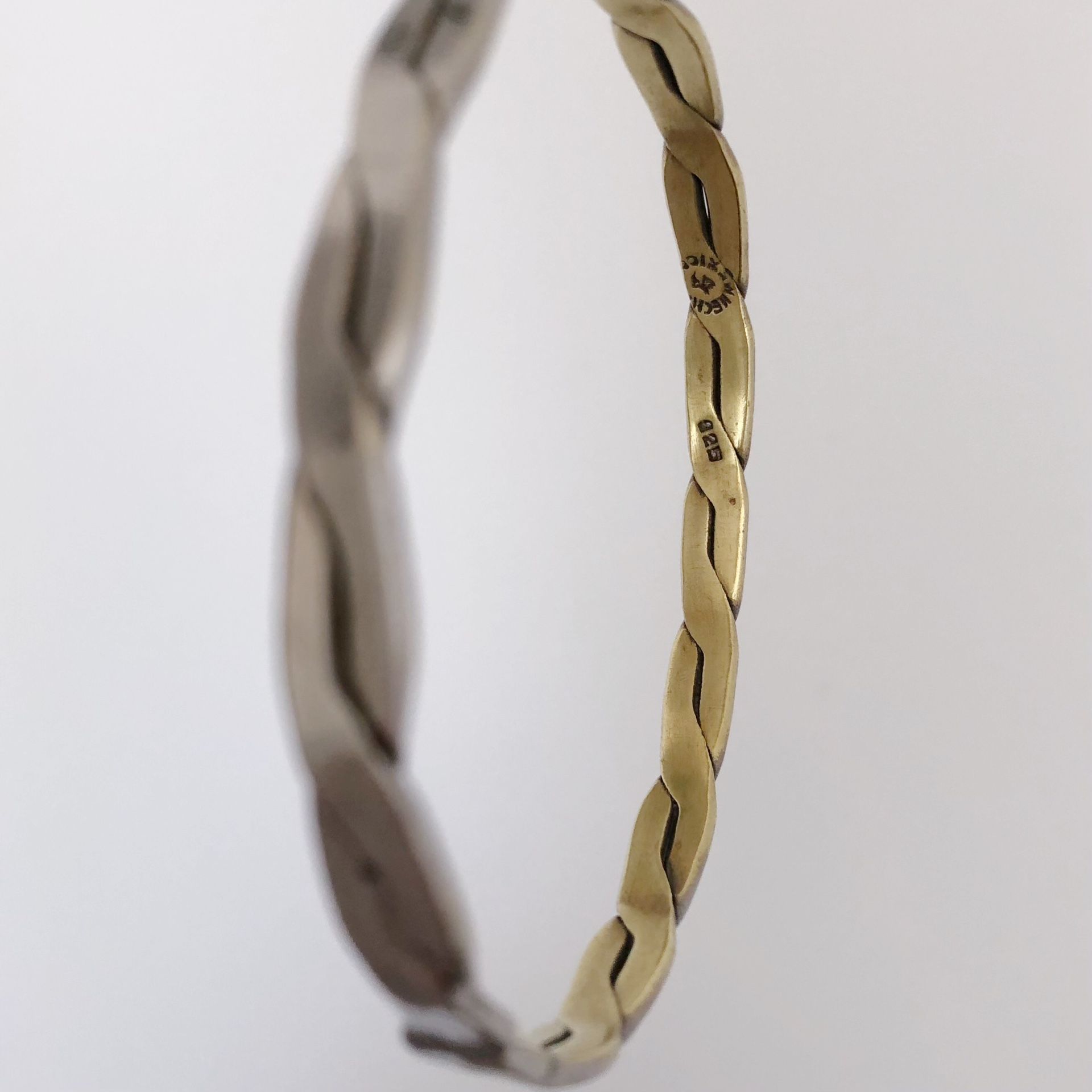 Vintage 925 Silver Twisted Braided Bracelet Bangle