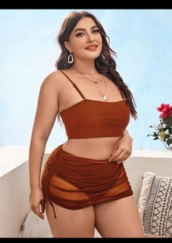 3x Plus Size /  3 Piece Swimsuit With Cover Up