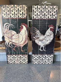 Rooster wall art set of two