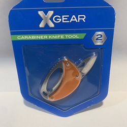 X-GEAR Carabiner Knife Tool Orange 2 Tools Survival Camping Hiking