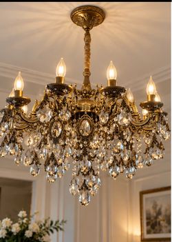 Luxury Large Crystal Chandelier – Ornate Brass
