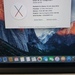 2015 MacBook Pro i5 8gb 128HD