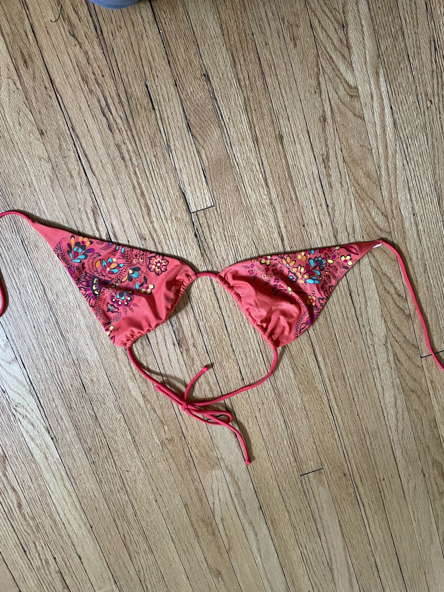 Victoria Secret Orange Floral Bikini Top - Large