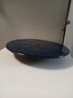 Blue glass pedestal stand