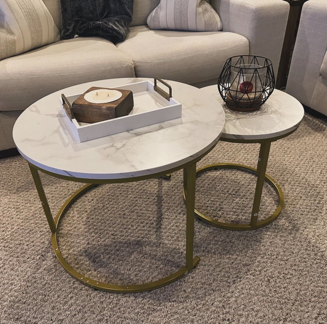 Round Double Nesting 2-Tier Coffee Table
