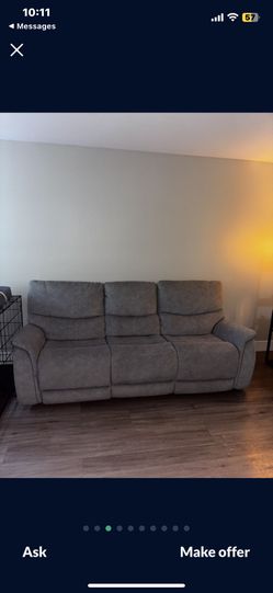 Reclining Sofa And Love Seat Set, Light Grey