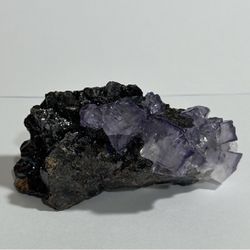 Purple fluorite on sphalerite