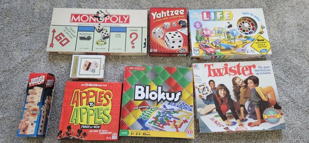 Board Games - Monopoly, Yahtzee, Blokus, Life, Twister, Apples To Apples, Jenga, Cranium