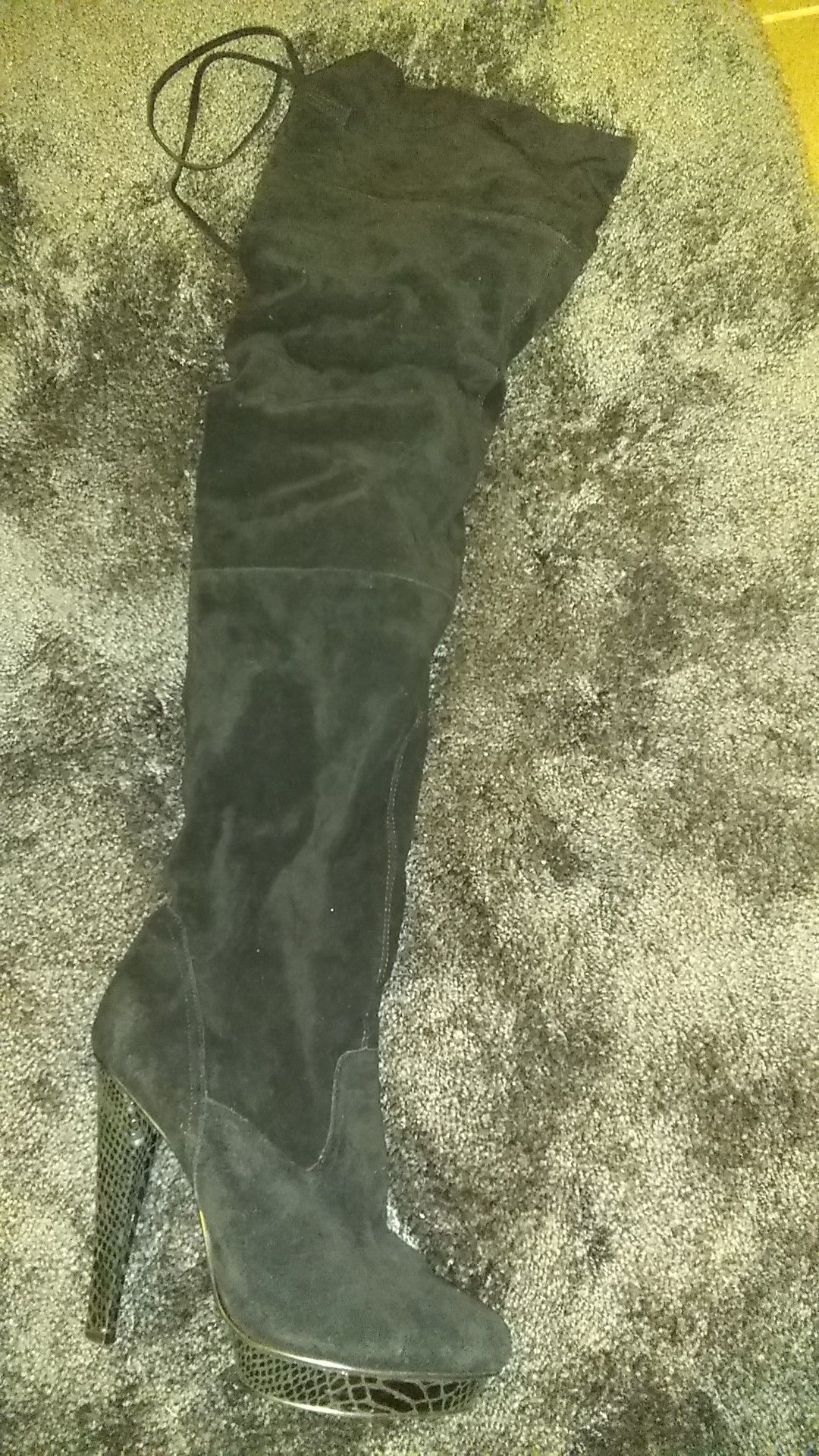 Black Suede Thigh High Boots