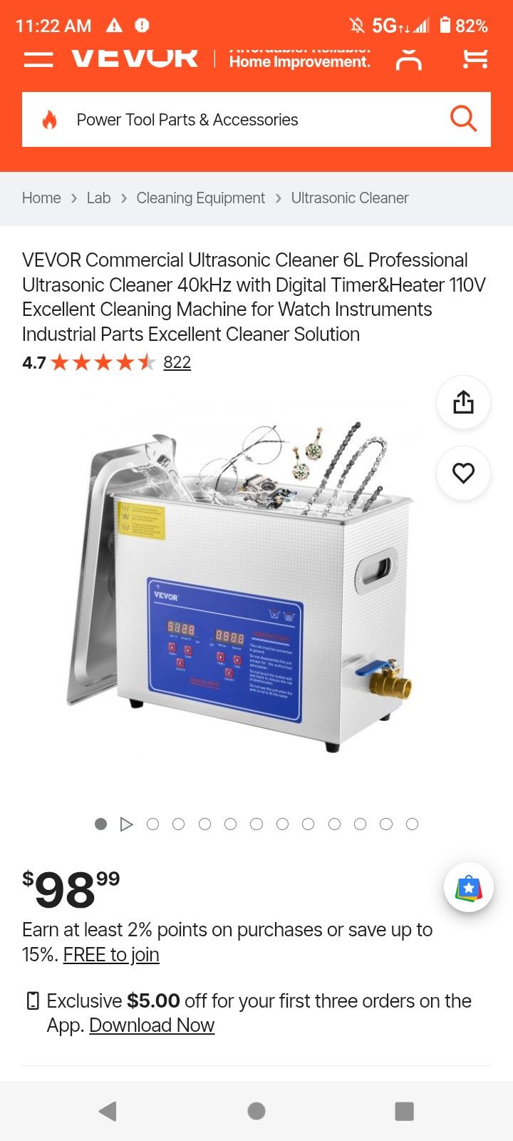 Vevor Digital Ultrasonic Cleaner