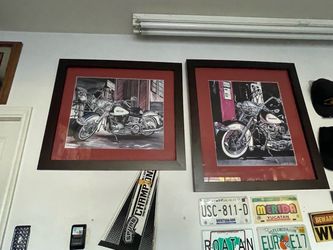 Set of 2 Framed Scott Jacobs Harley Davidson Motorcycle Art Pri Framing: Professional