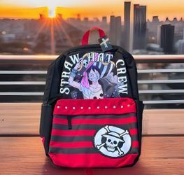 One Piece Straw Hat Crew School Backpack Red Luffy