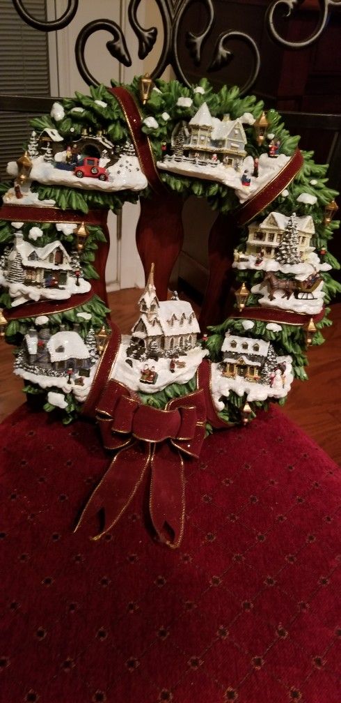 Christmas Village Thomas Kinkade Wreath 