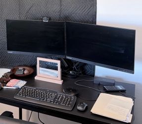Dual Lenovo D24-20 Monitor Setup w/ Desk Mount Arm — 23.8” 1080p 75Hz