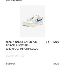 Nike Air Force 1 Undefeated 5 On It Size 6.5