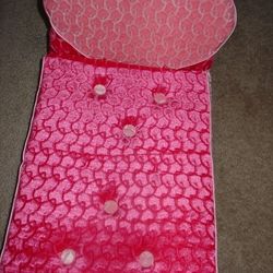 BUILD-A-BEAR Pink Velvet Heart FOLD OUT LOUNGE CHAIR 19.5 X 10" DOG