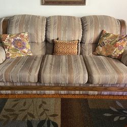 Southwest style Sofa and loveseat with Oak details 