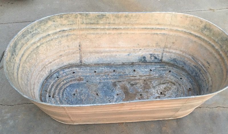 Old Galvinized Steel Oval Planter / Tub