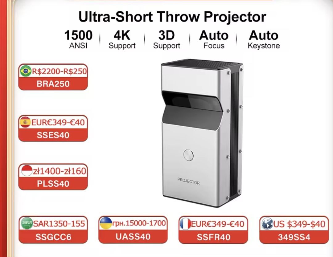 Touyinger UST01 Home Shutter 3D Ultra Short Focus 1080P Projector