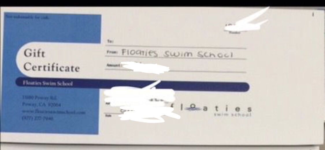 Floaties swim school - gift certificate