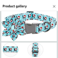 Lionet Paws Dog Collar with Flower - Cute Cotton Adjustable Flower Dog Collar with Metal Buckle 