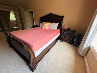 King Frame + Tempur-Pedic memory foam mattress + 2 Night Stands + Dresser + Chest