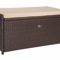 Barton Outdoor 60 Gallons Deck Box Cushion Seat Patio Storage Bench Shed, Beige SKU: 97036